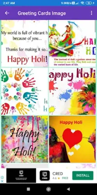 Happy Holi Greeting, Photo Frames, GIF Quotes android App screenshot 7